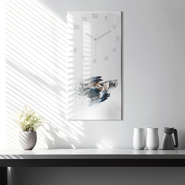 Modern vertical wall clock Captain with binoculars