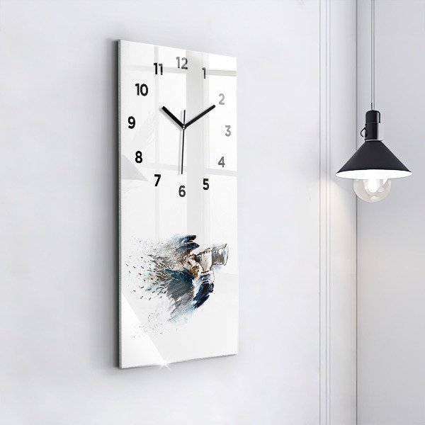 Modern vertical wall clock Captain with binoculars
