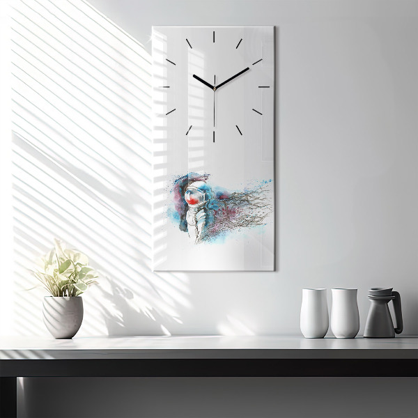 Modern vertical wall clock Astronaut abstraction