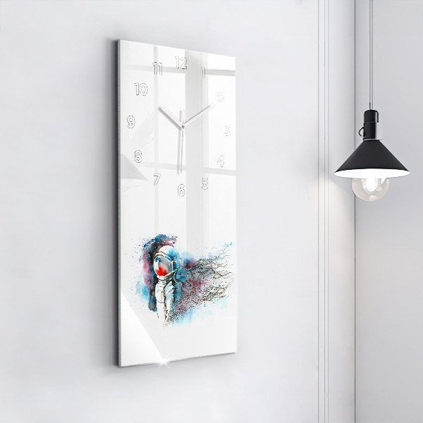 Modern vertical wall clock Astronaut abstraction