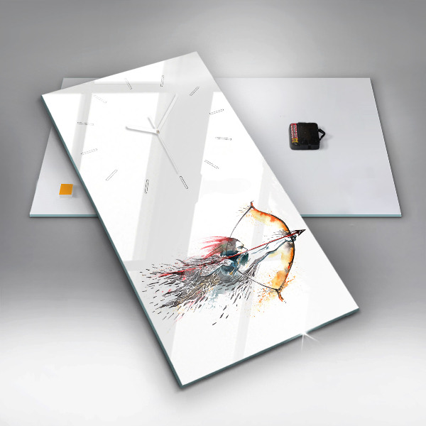 Modern vertical wall clock A warrior on the hunt