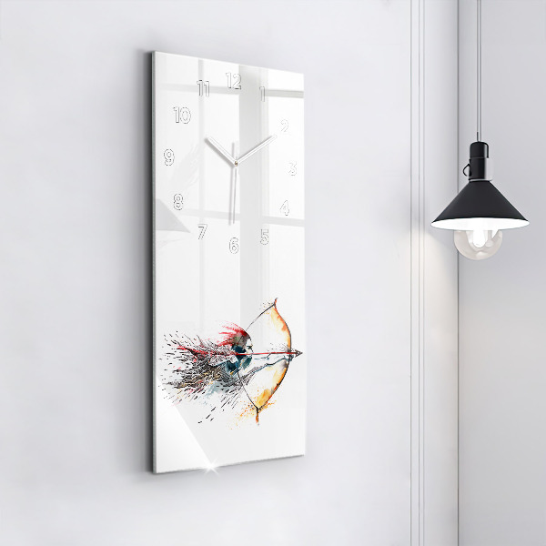 Modern vertical wall clock A warrior on the hunt