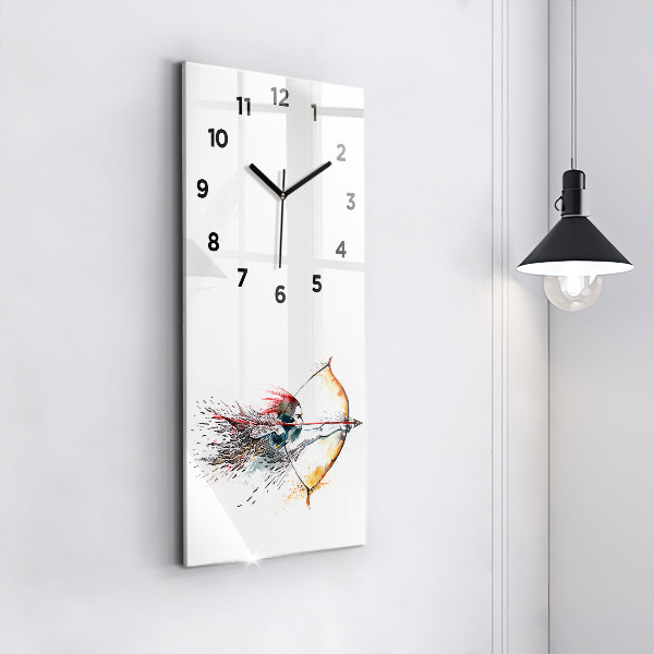 Modern vertical wall clock A warrior on the hunt