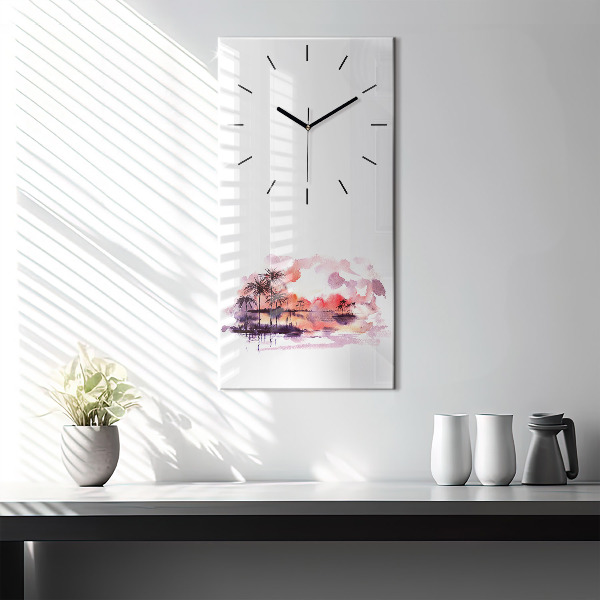 Modern vertical wall clock Tropical Landscape