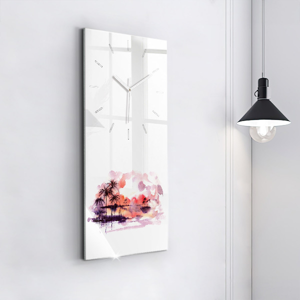 Modern vertical wall clock Tropical Landscape