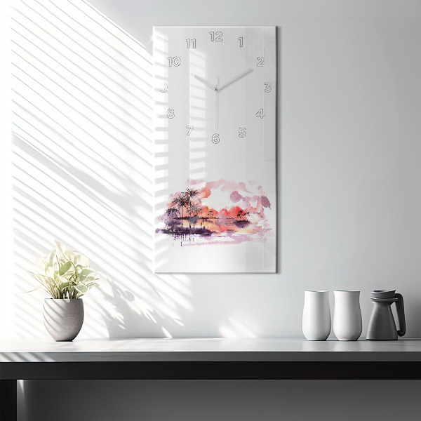 Modern vertical wall clock Tropical Landscape