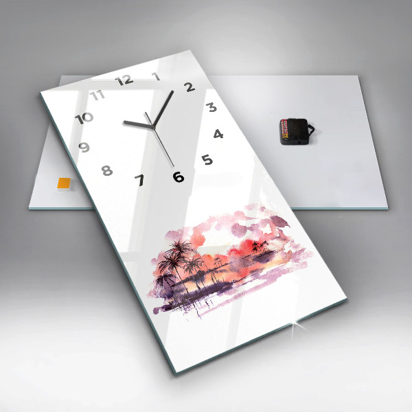 Modern vertical wall clock Tropical Landscape