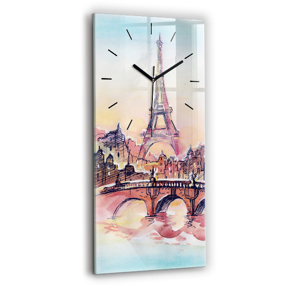 Modern vertical wall clock Painted Landscape of Paris