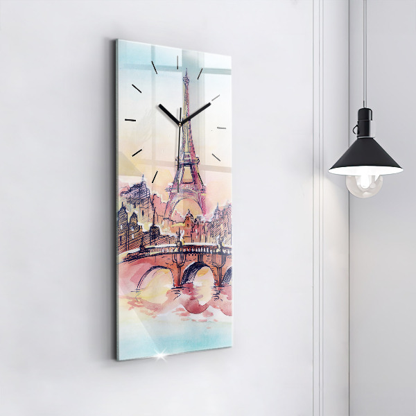 Modern vertical wall clock Painted Landscape of Paris