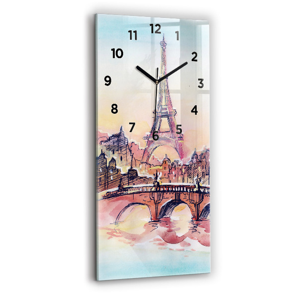 Modern vertical wall clock Painted Landscape of Paris