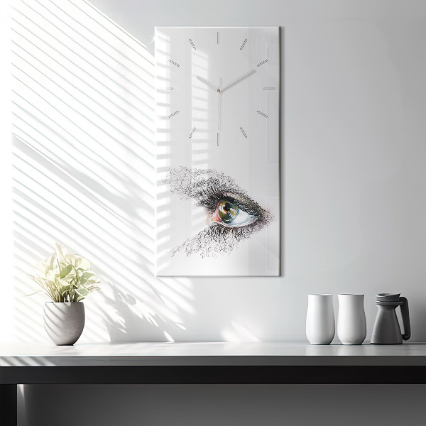 Modern vertical wall clock Drawing of a human eye