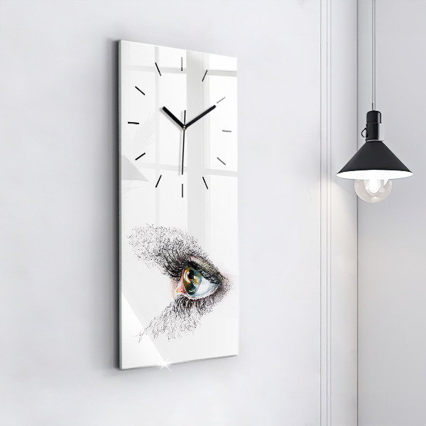 Modern vertical wall clock Drawing of a human eye