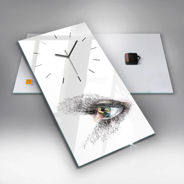 Modern vertical wall clock Drawing of a human eye