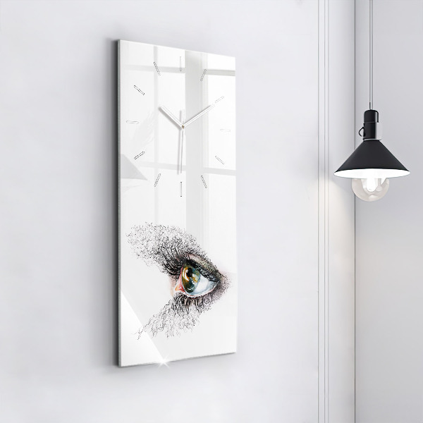 Modern vertical wall clock Drawing of a human eye