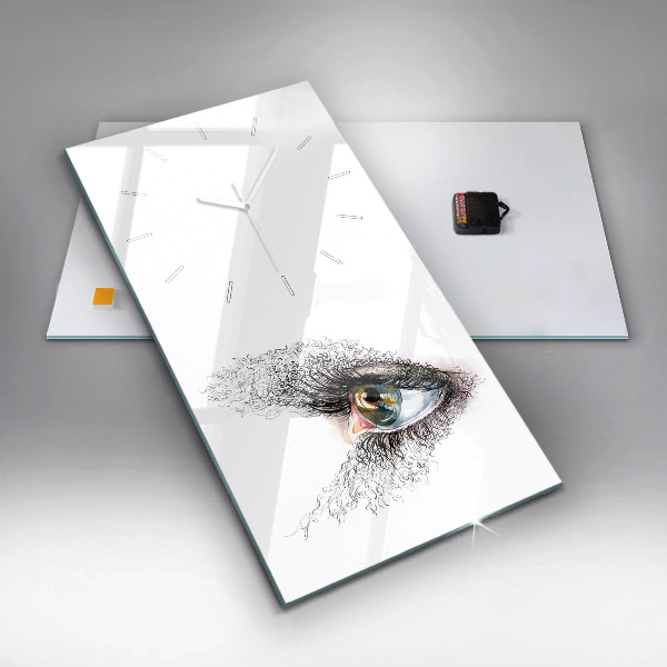 Modern vertical wall clock Drawing of a human eye