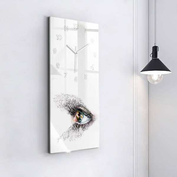 Modern vertical wall clock Drawing of a human eye