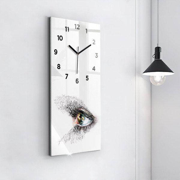 Modern vertical wall clock Drawing of a human eye