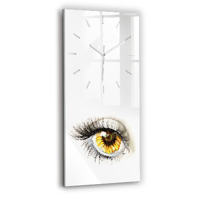 Modern vertical wall clock Sunflower flower in the eye