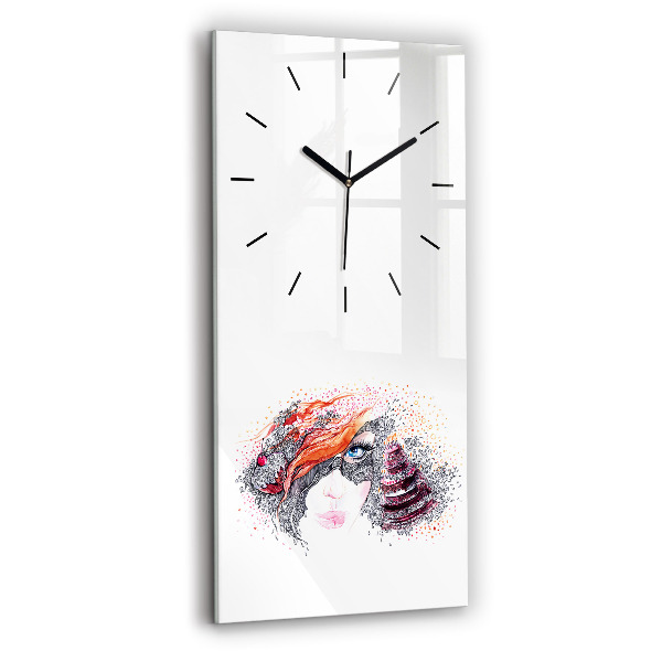 Modern vertical wall clock Sweet woman with cake