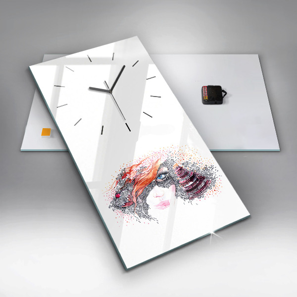 Modern vertical wall clock Sweet woman with cake