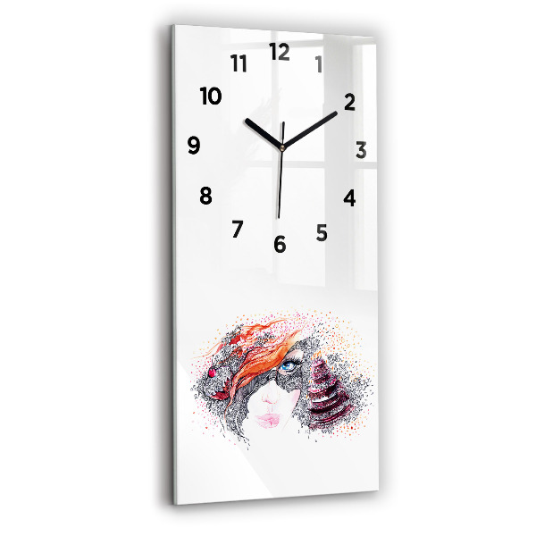 Modern vertical wall clock Sweet woman with cake