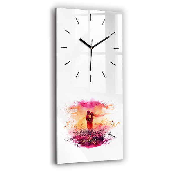 Modern vertical wall clock Watercolor couple in love
