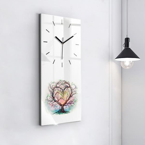 Modern vertical wall clock Tree the heart of nature