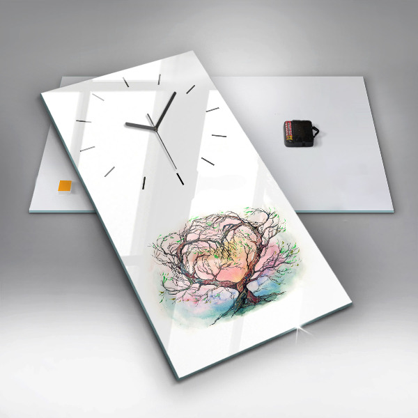 Modern vertical wall clock Tree the heart of nature
