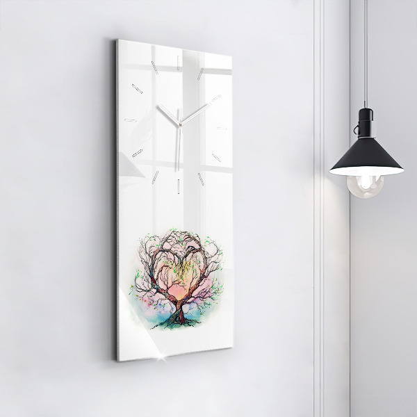 Modern vertical wall clock Tree the heart of nature