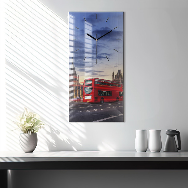 Modern vertical wall clock Red London Bus