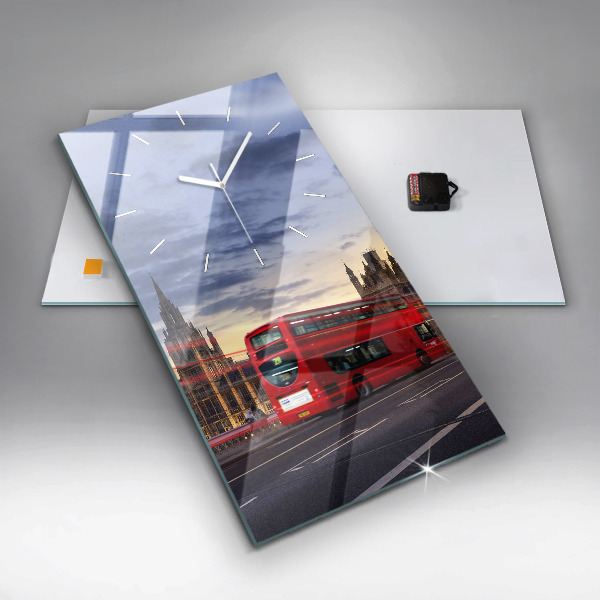 Modern vertical wall clock Red London Bus