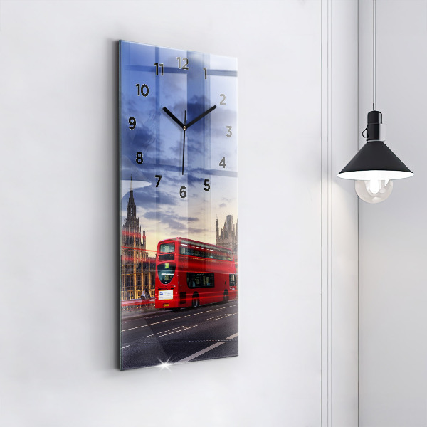 Modern vertical wall clock Red London Bus