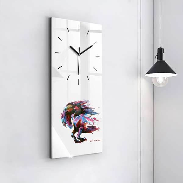 Modern vertical wall clock A horse on the run