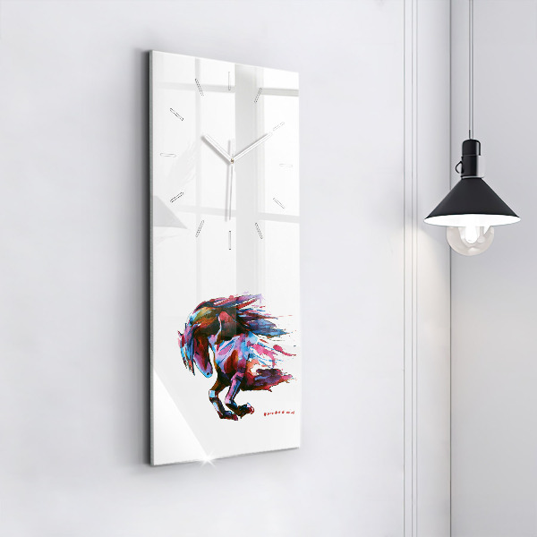 Modern vertical wall clock A horse on the run