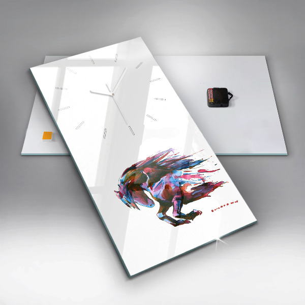 Modern vertical wall clock A horse on the run