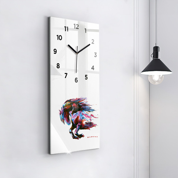 Modern vertical wall clock A horse on the run