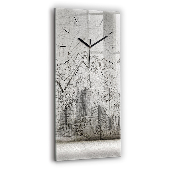 Modern vertical wall clock Sketch of the City