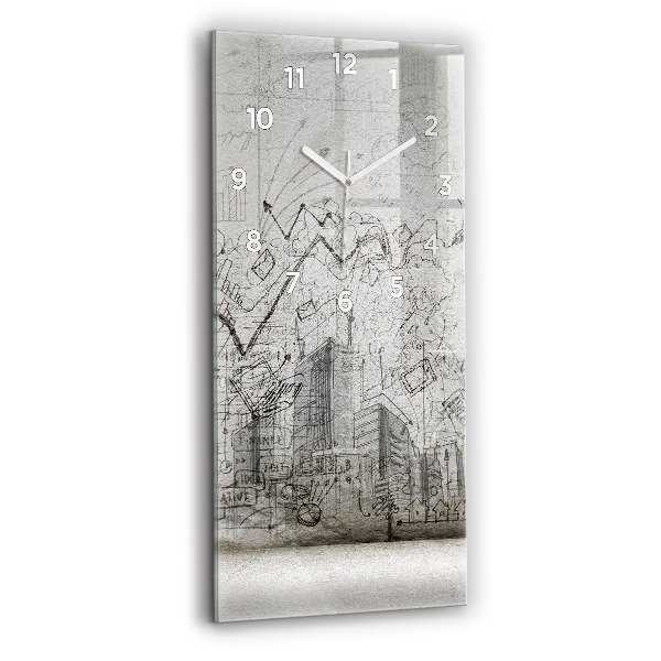 Modern vertical wall clock Sketch of the City