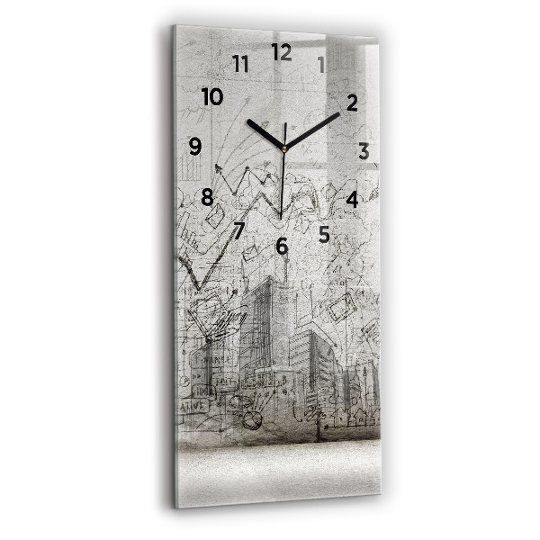 Modern vertical wall clock Sketch of the City