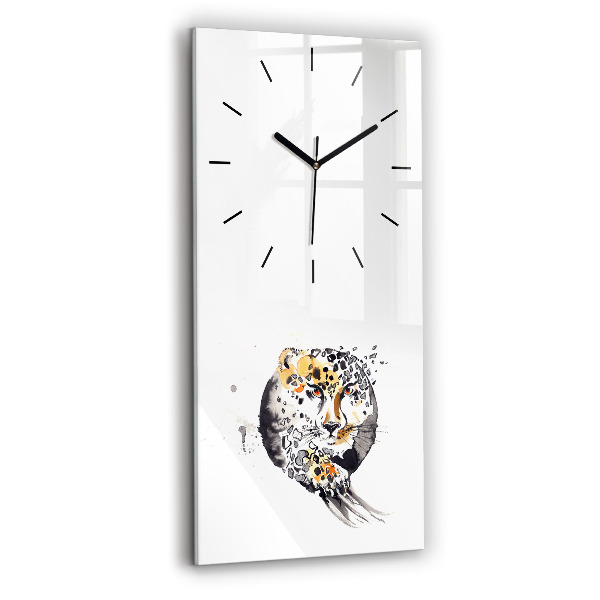 Modern vertical wall clock Cheetah inside a circle abstract