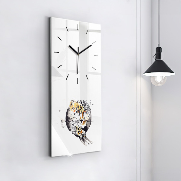 Modern vertical wall clock Cheetah inside a circle abstract