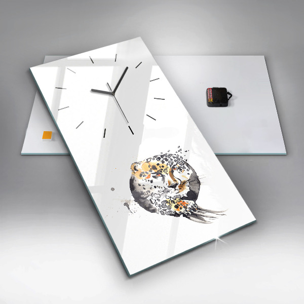 Modern vertical wall clock Cheetah inside a circle abstract