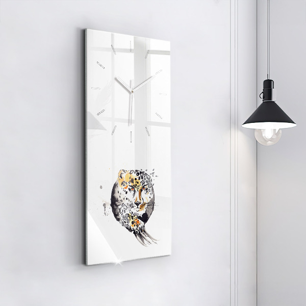 Modern vertical wall clock Cheetah inside a circle abstract
