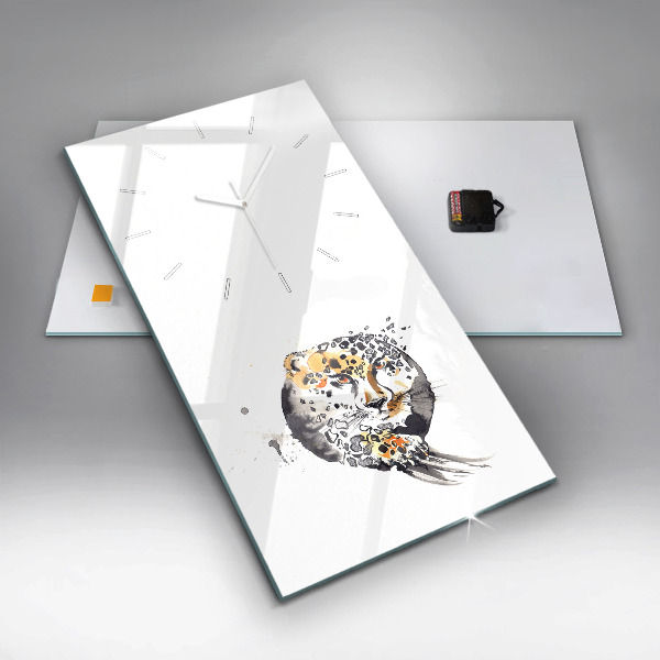 Modern vertical wall clock Cheetah inside a circle abstract