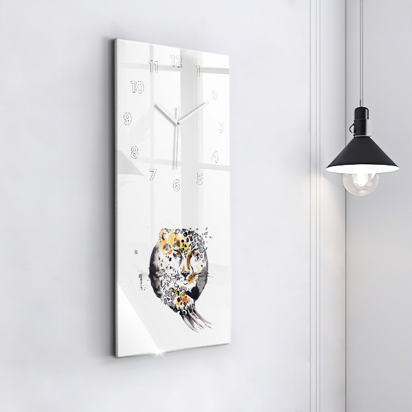 Modern vertical wall clock Cheetah inside a circle abstract