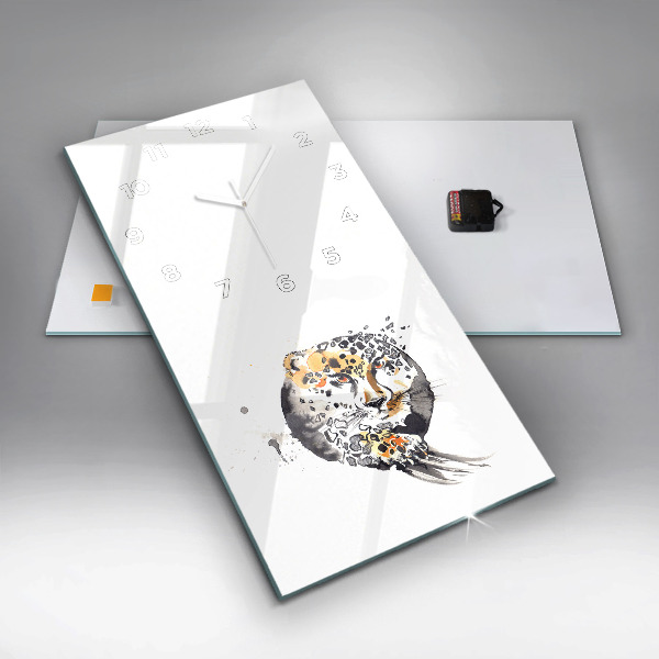 Modern vertical wall clock Cheetah inside a circle abstract