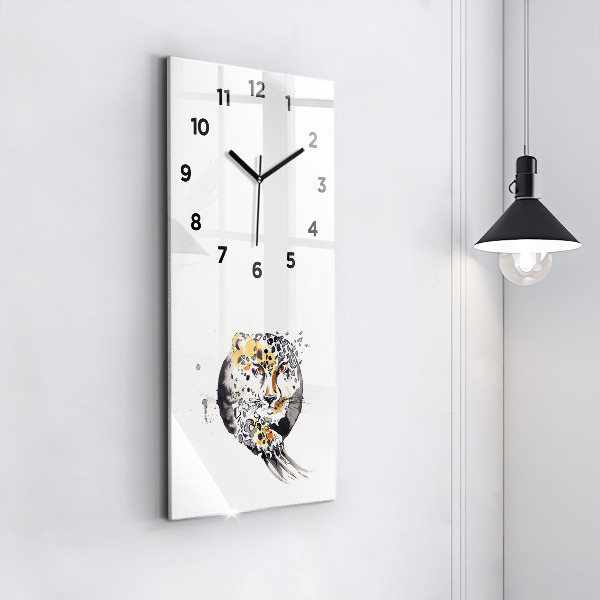 Modern vertical wall clock Cheetah inside a circle abstract