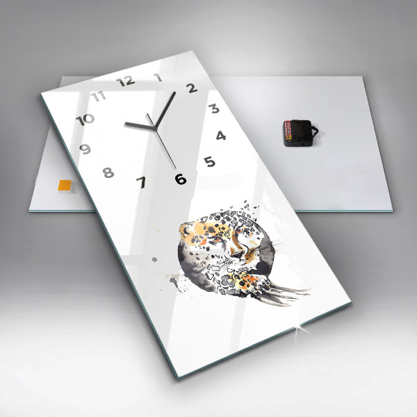Modern vertical wall clock Cheetah inside a circle abstract