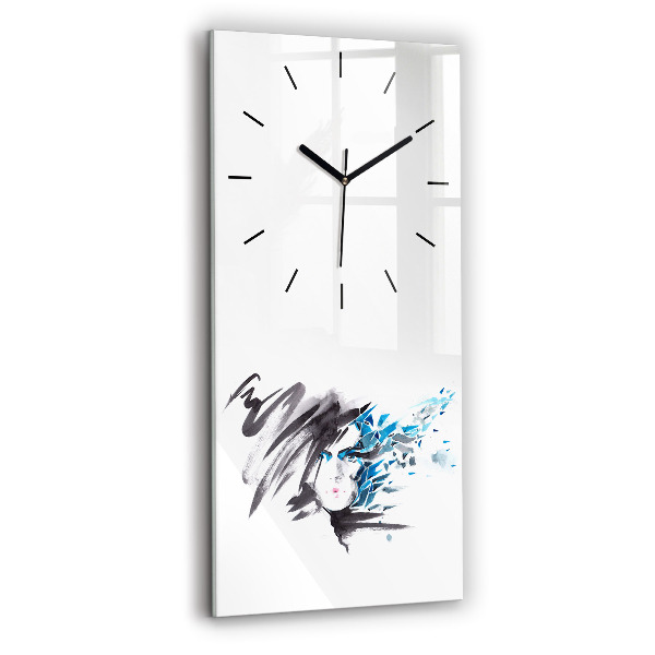 Modern vertical wall clock Abstract woman's face