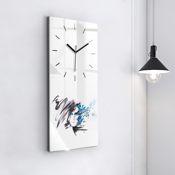 Modern vertical wall clock Abstract woman's face